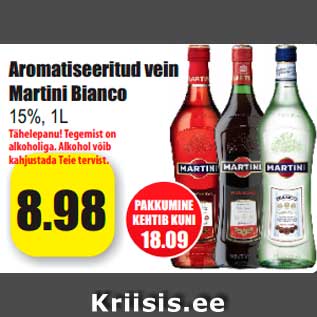 Allahindlus - Aromatiseeritud vein Martini Bianco