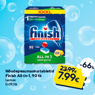 Скидка - Таблетки для посудомоечной машины Finish All-in-1, 90шт. лимон