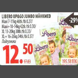 Allahindlus - Libero Up&Go Jumbo mähkmed