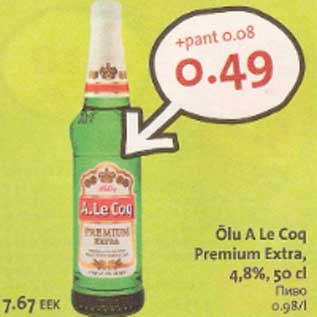 Allahindlus - Õlu ALe Coq Premium Extra