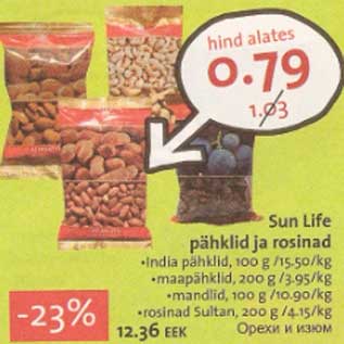 Allahindlus - Sun Life pähklid ja rosinad