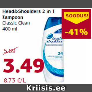 Allahindlus - Head&Shoulders 2 in 1 šampoon