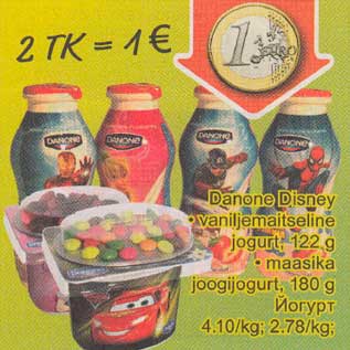 Allahindlus - Danone Disney .vaniljemaitseline jogurt, 122 g .maasika joogijogurt, 180 g