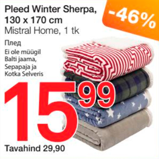 Allahindlus - Pleed Winter Sherpa, 130 x 170 cm