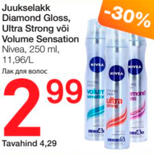 Allahindlus - Juukselakk Diamand Gloss, Ultra Strong või Volume Sensation