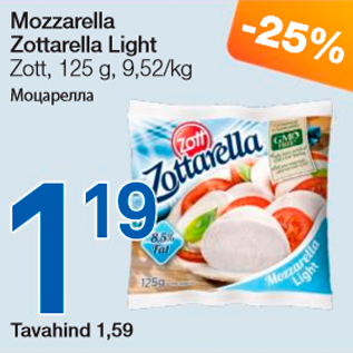 Allahindlus - Mozzarella Zottarella Light