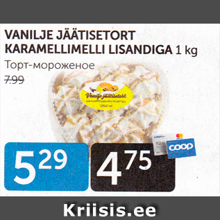 Allahindlus - VANILJE JÄÄTISETORT KARAMELLIMELLI LISANDIGA 1 KG