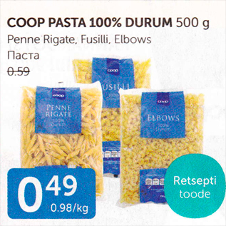 Allahindlus - COOP PASTA 100% DURUM 500 g