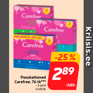 Allahindlus - Pesukaitsmed Carefree, 76 tk***