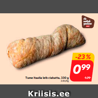 Allahindlus - Tume Itaalia leib ciabatta, 330 g