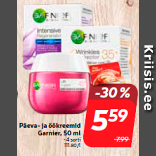 Allahindlus - Päeva- ja öökreemid Garnier, 50 ml