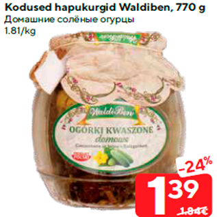 Allahindlus - Kodused hapukurgid Waldiben, 770 g