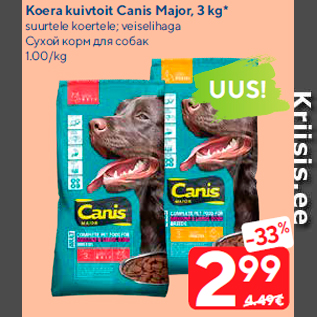 Allahindlus - Koera kuivtoit Canis Major, 3 kg*