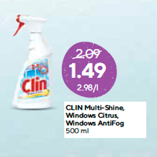 Allahindlus - CLIN Multi-Shine, Windows Citrus, Windows AntiFog 500 ml