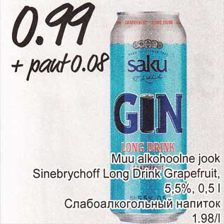 Allahindlus - Muu alkohoolne jook Sinebrychoff Long Drink Grapefruit