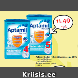 Allahindlus - Aptamil Kinder-Milch jätkupiimasegu, 800 g