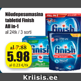 Allahindlus - Nõudepesumasina tabletid Finish All in-1