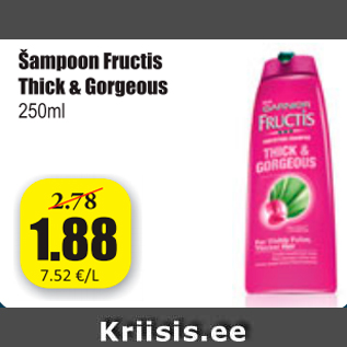 Allahindlus - Šampoon Fructis Thick & Gorgeous 250 ml