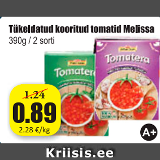 Скидка - Нарезанные очищенные томаты Melissa