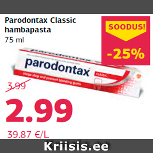 Allahindlus - Parodontax Classic hambapasta 75 ml