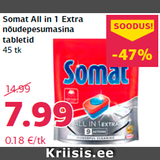 Allahindlus - Somat All in 1 Extra nõudepesumasina tabletid 45 tk