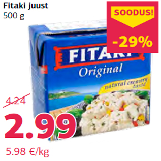 Allahindlus - Fitaki juust 500 g