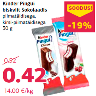 Allahindlus - Kinder Pingui biskviit šokolaadis