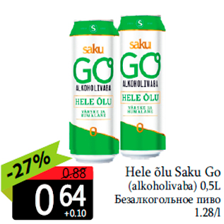 Allahindlus - Hele õlu Saku Go (alkoholivaba) 0,5L