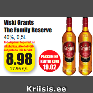 Allahindlus - Viski Grants The Family Reserve
