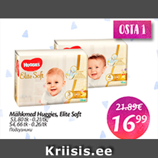 Allahindlus - Mähkmed Huggies, Elite Soft