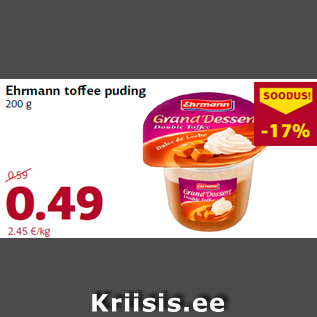 Allahindlus - Ehrmann toffee puding 200 g