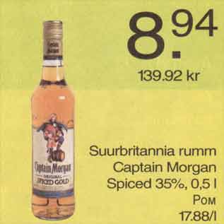 Allahindlus - Suurbritannia rumm Captain Morgan Spiced