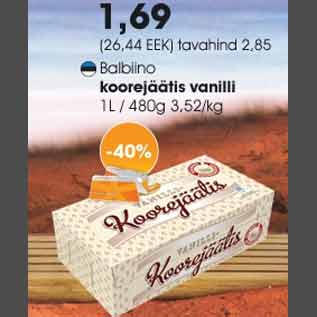 Allahindlus - Balbiino koorejäätis vanilli