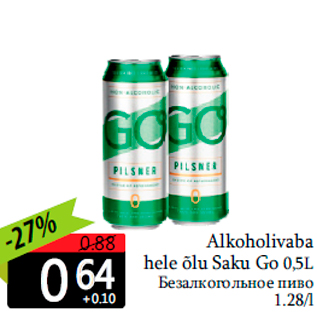Allahindlus - Alkoholivaba hele õlu Saku Go 0,5L