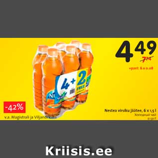 Allahindlus - Nestea virsiku jäätee, 6 x 1,5 l