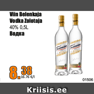 Allahindlus - Viin Belenkaja Vodka Zolotaja