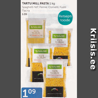 Allahindlus - TARTU MILL PASTA 1 KG