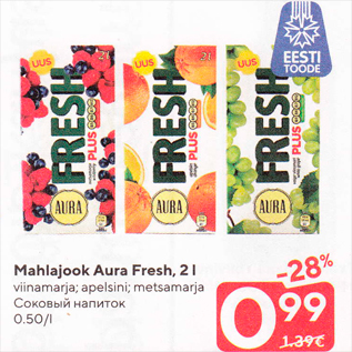 Allahindlus - Mahlajook Aura Fresh, 2 l