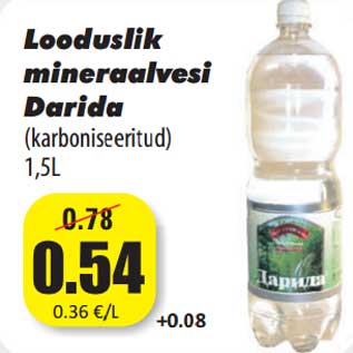 Allahindlus - Looduslik mineraalvesi Darida (karboniseeritud) 1,5L