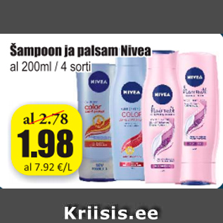 Allahindlus - Šampoon ja palsam Nivea