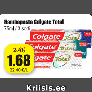 Allahindlus - Hambapasta Colgate Total