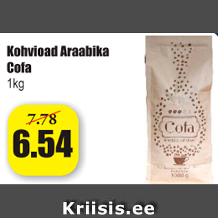 Allahindlus - Kohvioad Araabika Cofa 1 kg
