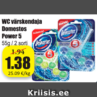 Allahindlus - WC värskendaja Domestos Power 5