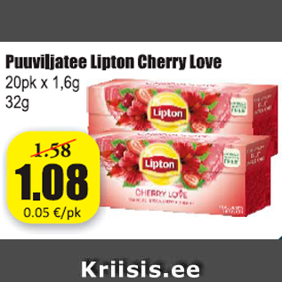 Allahindlus - Puuviljatee Lipton Cherry Love