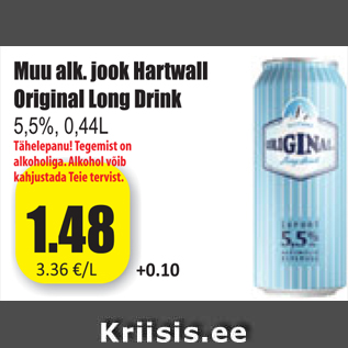 Allahindlus - Muu alk. jook Hartwall Original long drink