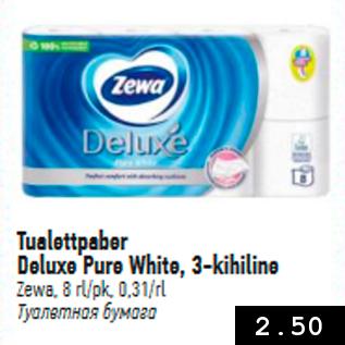 Allahindlus - Tualettpaber Deluxe Pure White, 3-kihiline