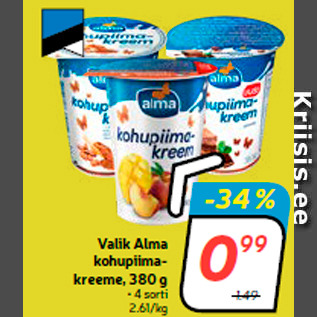 Allahindlus - Valik Alma kohupiimakreeme, 380 g