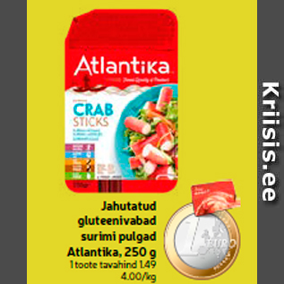 Allahindlus - Jahutatud gluteenivabad surimi pulgad Atlantika, 250 g