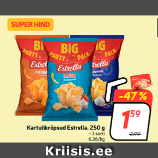 Allahindlus - Kartulikrõpsud Estrella, 250 g