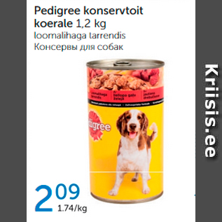 Allahindlus - PEDIGREE KONSERVTOIT KOERALE 1,2 kg